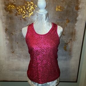Trina Turk Sequin Pink Fitted Tank Top - Never worn. Fully lined. Gorgeous piece